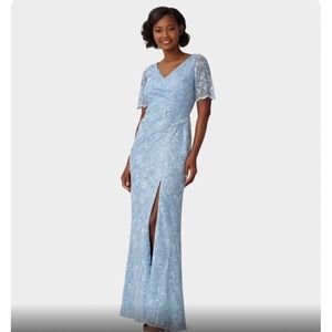 Adrianna Papell Gown in Light Blue Metallic